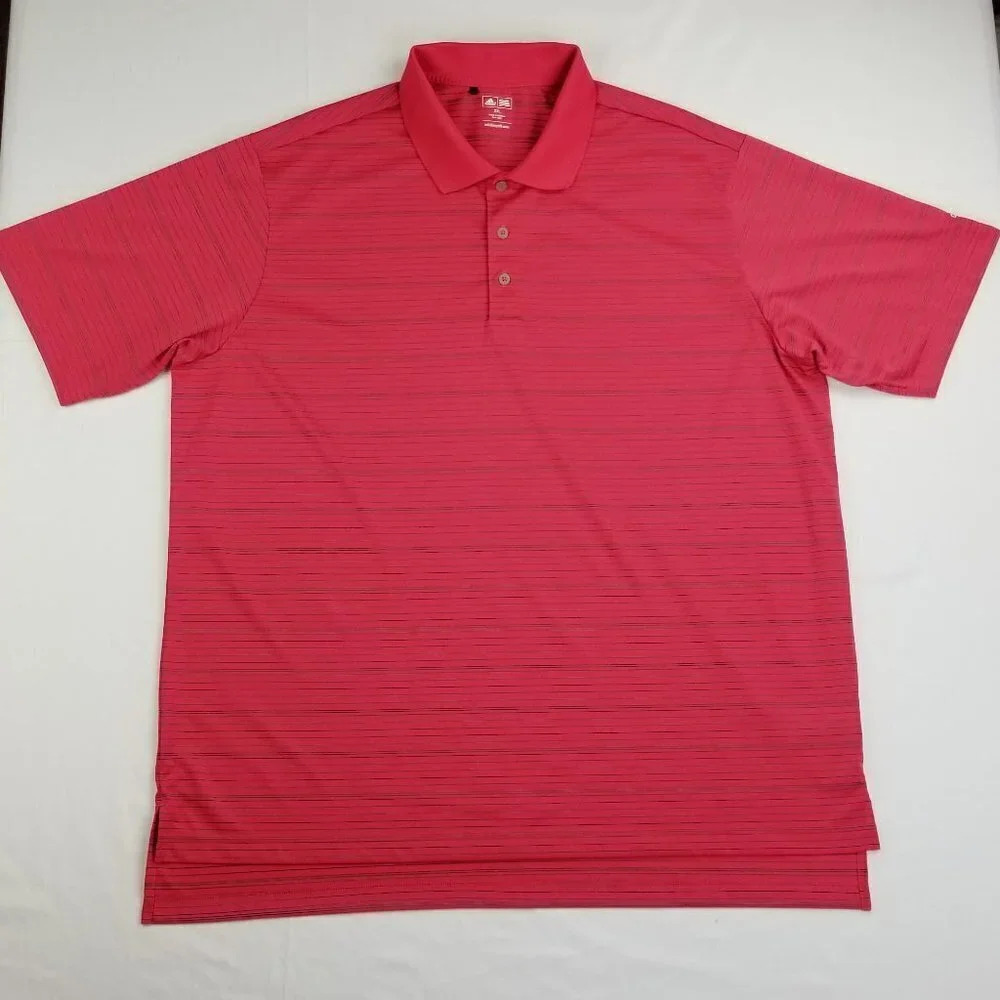 Adidas Golf 2XL Red Black Striped Embroidered Logo